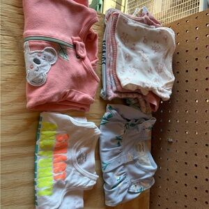 Baby Girl 0–3 Month Bundle Lot | 9 Pieces | Onesies, Sleeper, Outfit